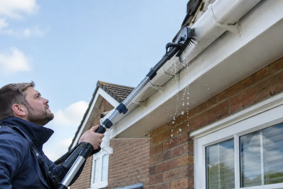 The exterior face of guttering and fascia